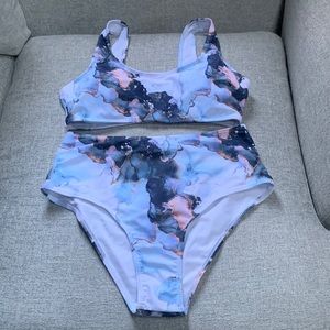 Marble high waist bikini